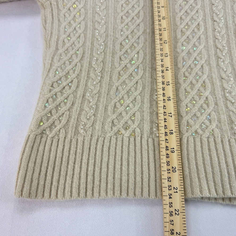 Sutton Studio Beaded Lambswool Angora Turtleneck‎ Sweater Cable Knit Fairy - Picture 13 of 15